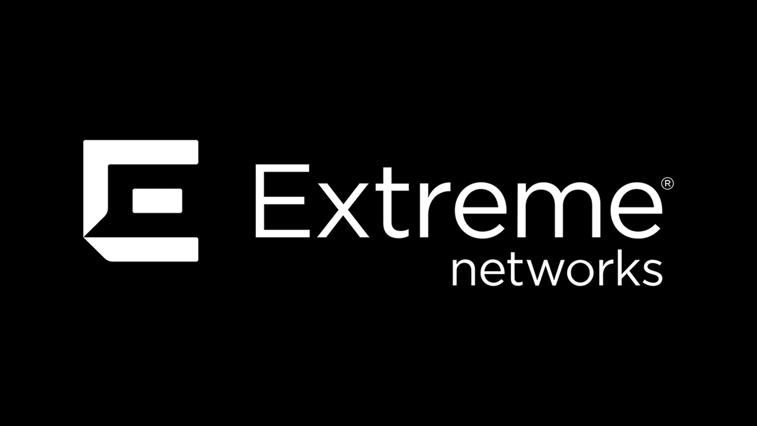 Full-width black panel with the white 'Extreme® networks’ logo lockup and E/N icon centred