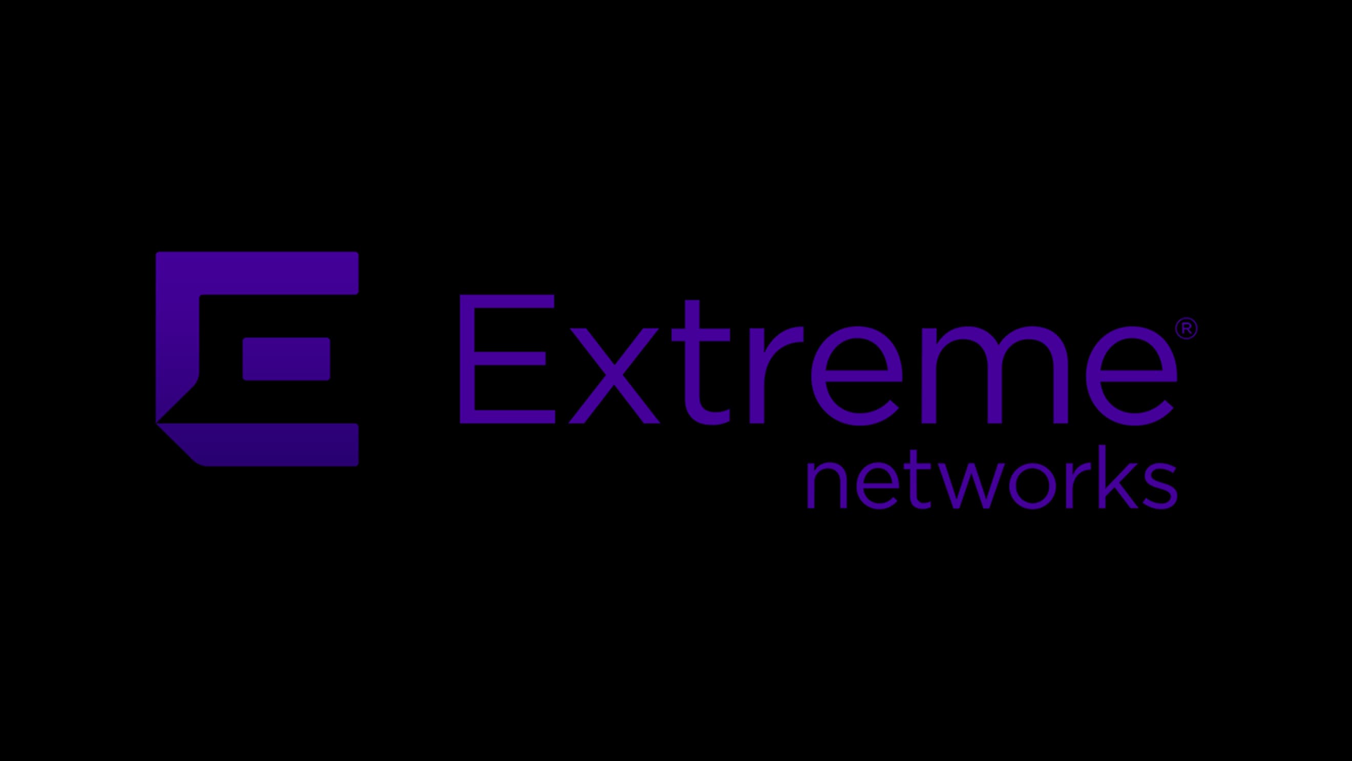 Full-width black panel with the white 'Extreme® networks’ logo lockup and E/N icon centred